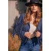 imagePRETTYGARDEN Womens Fringe Faux Suede Leather Jackets Fall Fashion 2025 Tassel Motorcycle Cropped CoatsHaze Blue