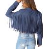 imagePRETTYGARDEN Womens Fringe Faux Suede Leather Jackets Fall Fashion 2025 Tassel Motorcycle Cropped CoatsHaze Blue
