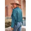 imagePRETTYGARDEN Womens Fringe Faux Suede Leather Jackets Fall Fashion 2025 Tassel Motorcycle Cropped CoatsLake Blue