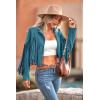 imagePRETTYGARDEN Womens Fringe Faux Suede Leather Jackets Fall Fashion 2025 Tassel Motorcycle Cropped CoatsLake Blue