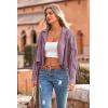 imagePRETTYGARDEN Womens Fringe Faux Suede Leather Jackets Fall Fashion 2025 Tassel Motorcycle Cropped CoatsPurple