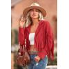imagePRETTYGARDEN Womens Fringe Faux Suede Leather Jackets Fall Fashion 2025 Tassel Motorcycle Cropped CoatsRed