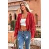 imagePRETTYGARDEN Womens Fringe Faux Suede Leather Jackets Fall Fashion 2025 Tassel Motorcycle Cropped CoatsRed