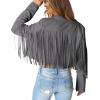imagePRETTYGARDEN Womens Fringe Faux Suede Leather Jackets Fall Fashion 2025 Tassel Motorcycle Cropped CoatsSilver Grey