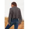 imagePRETTYGARDEN Womens Fringe Faux Suede Leather Jackets Fall Fashion 2025 Tassel Motorcycle Cropped CoatsSilver Grey