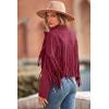 imagePRETTYGARDEN Womens Fringe Faux Suede Leather Jackets Fall Fashion 2025 Tassel Motorcycle Cropped CoatsWine Red