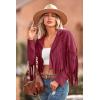 imagePRETTYGARDEN Womens Fringe Faux Suede Leather Jackets Fall Fashion 2025 Tassel Motorcycle Cropped CoatsWine Red