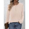 imagePRETTYGARDEN Womens Long Sleeve Henley Shirts 2025 Fall Casual Ribbed Tunic Tops Lightweight Sweaters Fashion ClothingBeige