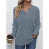 imagePRETTYGARDEN Womens Long Sleeve Henley Shirts 2025 Fall Casual Ribbed Tunic Tops Lightweight Sweaters Fashion ClothingBlue