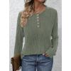 imagePRETTYGARDEN Womens Long Sleeve Henley Shirts 2025 Fall Casual Ribbed Tunic Tops Lightweight Sweaters Fashion ClothingGreen