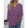 imagePRETTYGARDEN Womens Long Sleeve Henley Shirts 2025 Fall Casual Ribbed Tunic Tops Lightweight Sweaters Fashion ClothingPurple