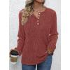 imagePRETTYGARDEN Womens Long Sleeve Henley Shirts 2025 Fall Casual Ribbed Tunic Tops Lightweight Sweaters Fashion ClothingRust