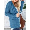imagePRETTYGARDEN Womens Open Front Cardigan Sweaters Fall Fashion Button Down Cable Knit Chunky Winter Clothing Outerwear CoatsBlue