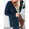imagePRETTYGARDEN Womens Open Front Cardigan Sweaters Fall Fashion Button Down Cable Knit Chunky Winter Clothing Outerwear CoatsLake Blue