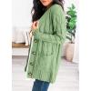 imagePRETTYGARDEN Womens Open Front Cardigan Sweaters Fall Fashion Button Down Cable Knit Chunky Winter Clothing Outerwear CoatsLight Green