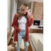 imagePRETTYGARDEN Womens Open Front Cardigan Sweaters Fall Fashion Button Down Cable Knit Chunky Winter Clothing Outerwear CoatsRed