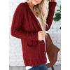 imagePRETTYGARDEN Womens Open Front Cardigan Sweaters Fall Fashion Button Down Cable Knit Chunky Winter Clothing Outerwear CoatsWine Red