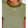imagePRETTYGARDEN Womens Short Sleeve Sweater Spring Summer 2025 Round Neck Striped Pullover Cap Sleeve Knit Sweater Vest TopsArmy Green