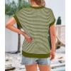 imagePRETTYGARDEN Womens Short Sleeve Sweater Spring Summer 2025 Round Neck Striped Pullover Cap Sleeve Knit Sweater Vest TopsArmy Green