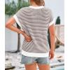 imagePRETTYGARDEN Womens Short Sleeve Sweater Spring Summer 2025 Round Neck Striped Pullover Cap Sleeve Knit Sweater Vest TopsBrown