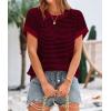 imagePRETTYGARDEN Womens Short Sleeve Sweater Spring Summer 2025 Round Neck Striped Pullover Cap Sleeve Knit Sweater Vest TopsWine Red