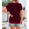 imagePRETTYGARDEN Womens Short Sleeve Sweater Spring Summer 2025 Round Neck Striped Pullover Cap Sleeve Knit Sweater Vest TopsWine Red