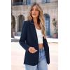 imagePRETTYGARDEN Womens Spring Fall Business Casual Blazers Long Sleeve Notch Lapel Trendy Work Office Blazer Jackets OuterwearNavy