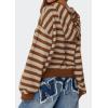 imagePRETTYGARDEN Womens Striped Sweaters 2025 Fall Pullover Hoodies Y2K Casual Long Sleeve Tops Winter Fashion ClothingStriped Apricot Coffee