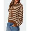 imagePRETTYGARDEN Womens Striped Sweaters 2025 Fall Pullover Hoodies Y2K Casual Long Sleeve Tops Winter Fashion ClothingStriped Apricot Coffee