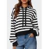 imagePRETTYGARDEN Womens Striped Sweaters 2025 Fall Pullover Hoodies Y2K Casual Long Sleeve Tops Winter Fashion ClothingStriped Black White