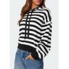 imagePRETTYGARDEN Womens Striped Sweaters 2025 Fall Pullover Hoodies Y2K Casual Long Sleeve Tops Winter Fashion ClothingStriped Black White