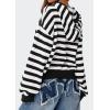 imagePRETTYGARDEN Womens Striped Sweaters 2025 Fall Pullover Hoodies Y2K Casual Long Sleeve Tops Winter Fashion ClothingStriped Black White