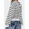 imagePRETTYGARDEN Womens Striped Sweaters 2025 Fall Pullover Hoodies Y2K Casual Long Sleeve Tops Winter Fashion ClothingStriped Grey White