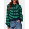 imagePRETTYGARDEN Womens Striped Sweaters 2025 Fall Pullover Hoodies Y2K Casual Long Sleeve Tops Winter Fashion ClothingStriped Navy Green