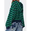 imagePRETTYGARDEN Womens Striped Sweaters 2025 Fall Pullover Hoodies Y2K Casual Long Sleeve Tops Winter Fashion ClothingStriped Navy Green
