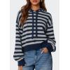 imagePRETTYGARDEN Womens Striped Sweaters 2025 Fall Pullover Hoodies Y2K Casual Long Sleeve Tops Winter Fashion ClothingStriped Navy Grey