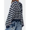 imagePRETTYGARDEN Womens Striped Sweaters 2025 Fall Pullover Hoodies Y2K Casual Long Sleeve Tops Winter Fashion ClothingStriped Navy Grey