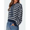 imagePRETTYGARDEN Womens Striped Sweaters 2025 Fall Pullover Hoodies Y2K Casual Long Sleeve Tops Winter Fashion ClothingStriped Navy Grey