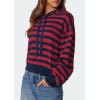 imagePRETTYGARDEN Womens Striped Sweaters 2025 Fall Pullover Hoodies Y2K Casual Long Sleeve Tops Winter Fashion ClothingStriped Navy Red