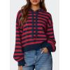 imagePRETTYGARDEN Womens Striped Sweaters 2025 Fall Pullover Hoodies Y2K Casual Long Sleeve Tops Winter Fashion ClothingStriped Navy Red