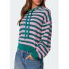 imagePRETTYGARDEN Womens Striped Sweaters 2025 Fall Pullover Hoodies Y2K Casual Long Sleeve Tops Winter Fashion ClothingStriped Pink Green