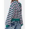 imagePRETTYGARDEN Womens Striped Sweaters 2025 Fall Pullover Hoodies Y2K Casual Long Sleeve Tops Winter Fashion ClothingStriped Pink Green