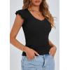 imagePRETTYGARDEN Womens V Neck Summer Tops Ruffle Sleeveless Slim Fit T Shirts Going Out Casual Blouses 2025Black