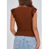 imagePRETTYGARDEN Womens V Neck Summer Tops Ruffle Sleeveless Slim Fit T Shirts Going Out Casual Blouses 2025Brown