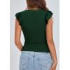 imagePRETTYGARDEN Womens V Neck Summer Tops Ruffle Sleeveless Slim Fit T Shirts Going Out Casual Blouses 2025Dark Green