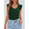 imagePRETTYGARDEN Womens V Neck Summer Tops Ruffle Sleeveless Slim Fit T Shirts Going Out Casual Blouses 2025Dark Green