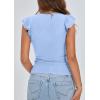 imagePRETTYGARDEN Womens V Neck Summer Tops Ruffle Sleeveless Slim Fit T Shirts Going Out Casual Blouses 2025Light Blue