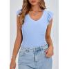 imagePRETTYGARDEN Womens V Neck Summer Tops Ruffle Sleeveless Slim Fit T Shirts Going Out Casual Blouses 2025Light Blue