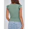 imagePRETTYGARDEN Womens V Neck Summer Tops Ruffle Sleeveless Slim Fit T Shirts Going Out Casual Blouses 2025Light Green