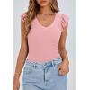imagePRETTYGARDEN Womens V Neck Summer Tops Ruffle Sleeveless Slim Fit T Shirts Going Out Casual Blouses 2025Pink